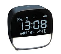 TFA Dostmann Reloj Despertador Digital con luz Nocturna LED, 60.2034.06, Temperatura Interior Día de la Semana y Fecha incluidos, con batería, 2 Horas de Despertador, Azul Noche