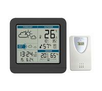 TFA Dostmann Sky 35.1152 - Estación meteorológica inalámbrica con Sensor Exterior, previsión meteorológica y Reloj controlado por Radio ((L) 123 x (B) 52 x (H) 117 mm, Negro)