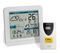 TFA Dostmann Sky 35.1152 - Estación meteorológica inalámbrica con Sensor Exterior, previsión meteorológica y Reloj controlado por Radio ((L) 123 x (B) 52 x (H) 117 mm, Blanco)