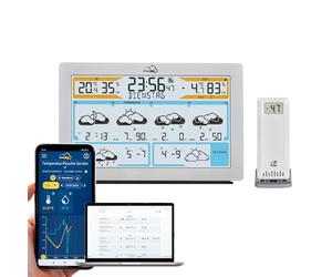 TFA Dostmann Station Meteo Wifi TFA.me ID-02, 35.8100, pronóstico del tiempo por wetter.com 3-6 días, portal en línea, sensor inalámbrico exterior, alerta meteorológica, mundo entero, plateado