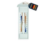 TFA Dostmann Termómetro analógico MAX Minima, Apto para Interior y Exterior, Resistente a la Intemperie, 80 x 32 x 232 mm, Color Blanco