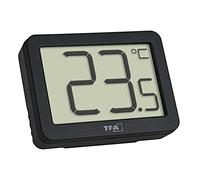 TFA Dostmann Termómetro digital 30.1065.01, control de temperatura en interiores, valores máximos mínimos, negro, pequeño y compacto