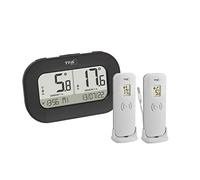 TFA Dostmann Termómetro digital inalámbrico doble cheque, 30.3073.01, con 2 transmisores (transmisor de temperatura + sensor de cable impermeable), valores máximos mín., alarma de temperatura con