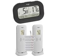 TFA Dostmann Termómetro digital inalámbrico doble cheque, 30.3073.01, con 2 transmisores (transmisor de temperatura + sensor de cable impermeable), valores máximos mín., alarma de temperatura con