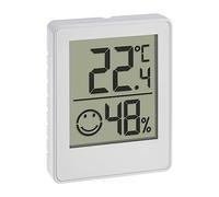 TFA Dostmann Termómetro digital mini higrómetro 30.5039.02, termómetro de ambiente, temperatura y humedad, con zonas de confort sonriente, color blanco (1)
