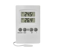 TFA Dostmann Termómetro digital para interior y exterior, 30.1024, con sensor de cable impermeable, con alarma, color blanco, 70 x 20 x 110 mm