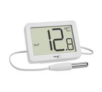 TFA Dostmann Termómetro digital para interiores y exteriores, 30.1066.02, incluye sensor impermeable (aprox. 3 m), valores máximos y mínimos, con imán/soporte, pantalla grande, funciona con pilas,