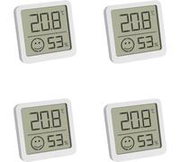 TFA Dostmann Termómetro higrómetro digital, juego de 4, 30.5053.02.04, temperatura interior y humedad, pequeño y manejable, para colocar o colgar, 46 x 13 (34) x 43 mm, color blanco
