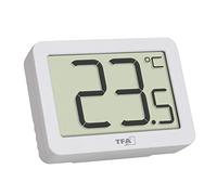 TFA Dostmann Termómetro interior digital, 30.1065.02, control de temperatura ambiente, mini termómetro, valores máximos mínos, -10...+60 °C, magnético o soporte, pequeño, color blanco