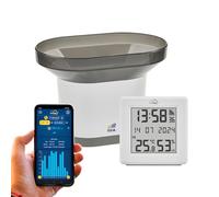 TFA Dostmann TFA.me 35.8111 - Juego de pluviómetro y puerta de enlace para monitorear la cantidad de lluvia en línea, incluye pluviómetro con portal TFA.me en línea, para jardín y hogar, color blanco