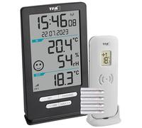 TFA Dostmann Xena Home 30.3074.10 Termómetro inalámbrico para exterior e interior, control del clima interior, con sensor exterior, valores máximos mín., temperatura, humedad (antracita con pilas)