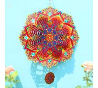 TFANUO Carillón de viento de mandala 3D de acero inoxidable 30,5 cm colgante carillón de viento cinético de patio decoración interior y exterior