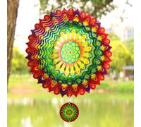TFANUO Mandala 3D Wind Spinners - Esculturas decorativas de 12 pulgadas, diseño de mandalas cinéticas para colgar, acero inoxidable, corte con láser, decoración para interiores y exteriores