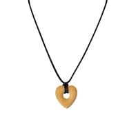 TFAOYS Cadena de cordón de piel negra que muestra el dije de corazón vacío y factores de piedra volcánica que se siente vacío, One Size, como se describe, como se describe