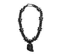 TFAOYS Collar religioso de retrato negro con colgante acrílico de resina para eventos nocturnos y uso casual, elegante joyería para el cuello