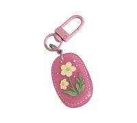 TFAOYS Llavero de resina floral alegre, colgante ovalado, ligero, portátil, decoración para llevar a diario, romántico, amistad, llavero ovalado floral primavera verano, Rosa Roja, Talla única