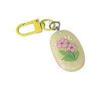 TFAOYS Llavero de resina floral alegre, colgante ovalado, ligero, portátil, decoración para llevar a diario, romántico, amistad, llavero ovalado floral primavera verano, amarillo, Talla única