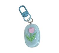 TFAOYS Llavero de resina floral alegre, colgante ovalado, ligero, portátil, decoración para llevar a diario, romántico, amistad, llavero ovalado floral primavera verano, azul, Talla única