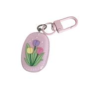 TFAOYS Llavero de resina floral alegre, colgante ovalado, ligero, portátil, decoración para llevar a diario, romántico, amistad, llavero ovalado floral primavera verano, B, Talla única