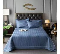 TFBHL colchas de colchas Acolchadas establecidas 3 Piezas, coloca de Cama de Cama Doble en Toda la Temporada, con 2 simulacros de Almohadas (Azul, 230 x 250 cm)
