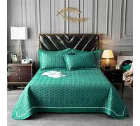TFBHL colchas de colchas Acolchadas establecidas 3 Piezas, coloca de Cama de Cama Doble en Toda la Temporada, con 2 simulacros de Almohadas (Verde, 230 x 250 cm)