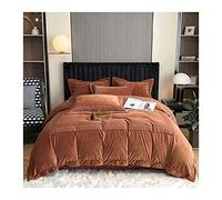 TFBHL Cubierta década Juego de 4 piezas de cama de terciopelo de leche Coral en espesor de doble cara Fleece más colcha de la cubierta de edredón Cubierta nórdica completa (color: C, tamaño: sábana de
