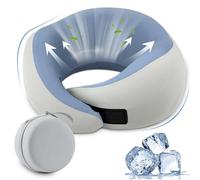 TFCIOD Comfy Cojin Cuello Viaje, Almohada Avion Cuello Ajustable y Lavable con Bolsa de Cremallera,Travel Essentials Almohada Cervical para Confort Avión, Coche y Tren (Azul grisáceo -Seda Hielo)