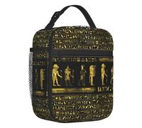 TFDGDGH Bolsa de Almuerzo con jeroglíficos de Dioses egipcios Dorados Personalizados para Mujer Nevera térmica para Oficina de Adultos
