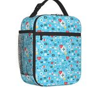 TFDGDGH Bolsas de Almuerzo aisladas de Enfermera de Dibujos Animados para Mujeres Patrón de Herramienta médica de enfermería Nevera portátil Caja Bento térmica Escuela
