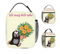 TFDGDGH Lonchera Aislada The Little Mole Krtek Cartoon Floral Lunch Food Box Diseño Único Nevera Térmica Bento Box para Escuela