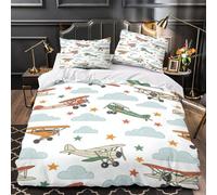 TFEDACVSS Aviones Antiguos Volando Funda de Edredón Cierre de Juego de 3 Piezas Estampado 3D Incluye Fundas de Almohada Funda Edredon for Adolescentes Single（135x200cm）