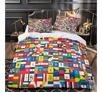 TFEDACVSS Banderas Nacionales Funda de Edredón Suave Juego de 3 Piezas Diseño 3D Cremallera Oculta Incluye Fundas de Almohada Lavables Diversidad Cultural Funda Edredon for Adultos Single（135x200cm）