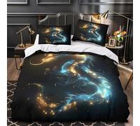 TFEDACVSS Dragón mítico Funda de Edredón 3 Piezas Diseño 3D Microfibra Suave Cremallera Oculta con Fundas de Almohada Lavables Arte fantástico_4 Funda Edredon for Familia Double（200x200cm）