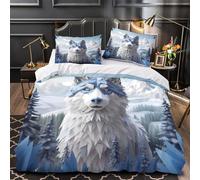 TFEDACVSS Escena de Pueblo Invernal Funda de Edredón Juego de 3 Piezas Suave Diseño 3D Incluye Fundas de Almohada Suave Cuento de Hadas Colorido Funda Edredon for Adolescentes Super King（260x220cm）