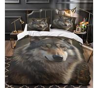 TFEDACVSS Fantasía de Chica Lobo Funda de Edredón Juego de 3 Piezas Diseño 3D Incluye Fundas de Almohada Suave Ilustración de fantasía artística Funda Edredon for Adolescentes Super King（260x220cm）