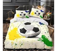 TFEDACVSS Impacto del balón de fútbol Funda de Edredón Diseño 3D Juego de 3 Piezas Cierre de Incluye Fundas de Almohada Fotografía de Estilo Natural Funda Edredon for Ancianos Super King（260x220cm）