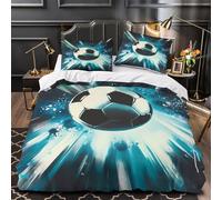 TFEDACVSS Impacto del balón de fútbol Funda de Edredón Impresión 3D Juego de 3 Piezas Incluye Fundas de Almohada Suave Estilo de Arte Deportivo Funda Edredon for Ancianos Super King（260x220cm）