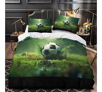 TFEDACVSS Impacto del balón de fútbol Funda de Edredón Incluye Fundas de Almohada Juego de 3 Piezas Impresión 3D Suave Fotografía de Estilo Natural Funda Edredon for Ancianos Single（140x200cm）
