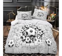 TFEDACVSS Impacto del balón de fútbol Funda de Edredón Juego de 3 Piezas Estampado 3D Incluye Fundas de Almohada Estilo de Arte Mural Moderno Funda Edredon for Adolescentes Single（135x200cm）
