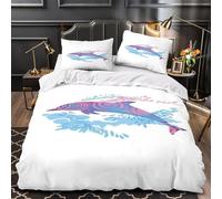 TFEDACVSS Obra de Arte de Delfines Funda de Edredón 3 Piezas Microfibra Suave Estampado 3D Cremallera Oculta con Fundas de Almohada Resumen Vibrante Funda Edredon for niños Single（140x200cm）