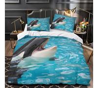 TFEDACVSS Orcas Nadando Funda de Edredón Microfibra Suave Estampado 3D 3 Piezas Cremallera Oculta con Fundas de Almohada Lavables Acuarela Marina Funda Edredon for jóvenes Double（200x200cm）