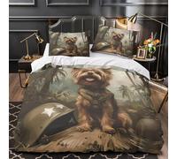 TFEDACVSS Perro Militar Funda de Edredón Cierre de Cremallera Oculta Juego de 3 Piezas Suave Estampado 3D Incluye Fundas de Almohada Guerra clásica Funda Edredon for Adolescentes Single（140x200cm）