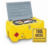 TFF Deposito Gasoil, 150 litros con Bomba de Gasoil de 12 V CC, Caudal de 40 l/min. Bomba de Gasóleo con Cable de Conexión a Batería, Manguera de 4 m con Pistola de Repostaje Automático, Filtro Agua