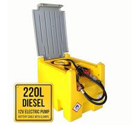 TFF Deposito Gasoil, 220 litros con Bomba de Gasoil de 12 V CC, Caudal de 40 l/min. Bomba de Gasóleo con Cable de Conexión a Batería, Manguera de 4 m con Pistola de Repostaje Automático