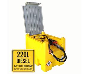 TFF Deposito Gasoil, 220 litros con Bomba de Gasoil de 12 V CC, Caudal de 40 l/min. Bomba de Gasóleo con Cable de Conexión a Batería, Manguera de 4 m con Pistola de Repostaje Automático