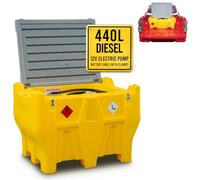 TFF Deposito Gasoil Portátil, 440 Litros con Bomba Gasoil 12V DC capacidad 40 l/min. Depósito Gasoil para PickUp con cable de alimentación, manguera flexible de 4 m y Pistola Gasoil Automatica
