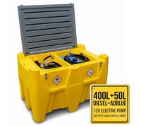 TFF Tanque de Diesel 400L y AdBlue 50L Portátil con Bomba de Combustible 12V con caudal de 40 l/min. Bomba para Diesel, Cable de Conexión a Batería y Manguera de 4 m Pistola de Suministro Automático