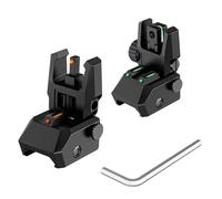 TFFUAM Miras de fibra óptica abatibles delanteras y traseras de nailon con puntos de fibra óptica rojos y verdes, juego de mira de respaldo ajustable sin herramientas