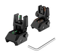 TFFUAM Miras de fibra óptica abatibles delanteras y traseras de nailon con puntos de fibra óptica rojos y verdes, juego de mira de respaldo ajustable sin herramientas