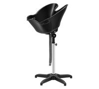 TFGXUE Lavabo de peluquería, lavabo ajustable Head Spa con soporte, cuenco de PP y tubo de soporte de acero inoxidable, lavapelos para salones de peluquería, color negro